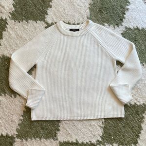 Quince Organic Cotton Fisherman Crew Sweater — Size Medium, Ivory